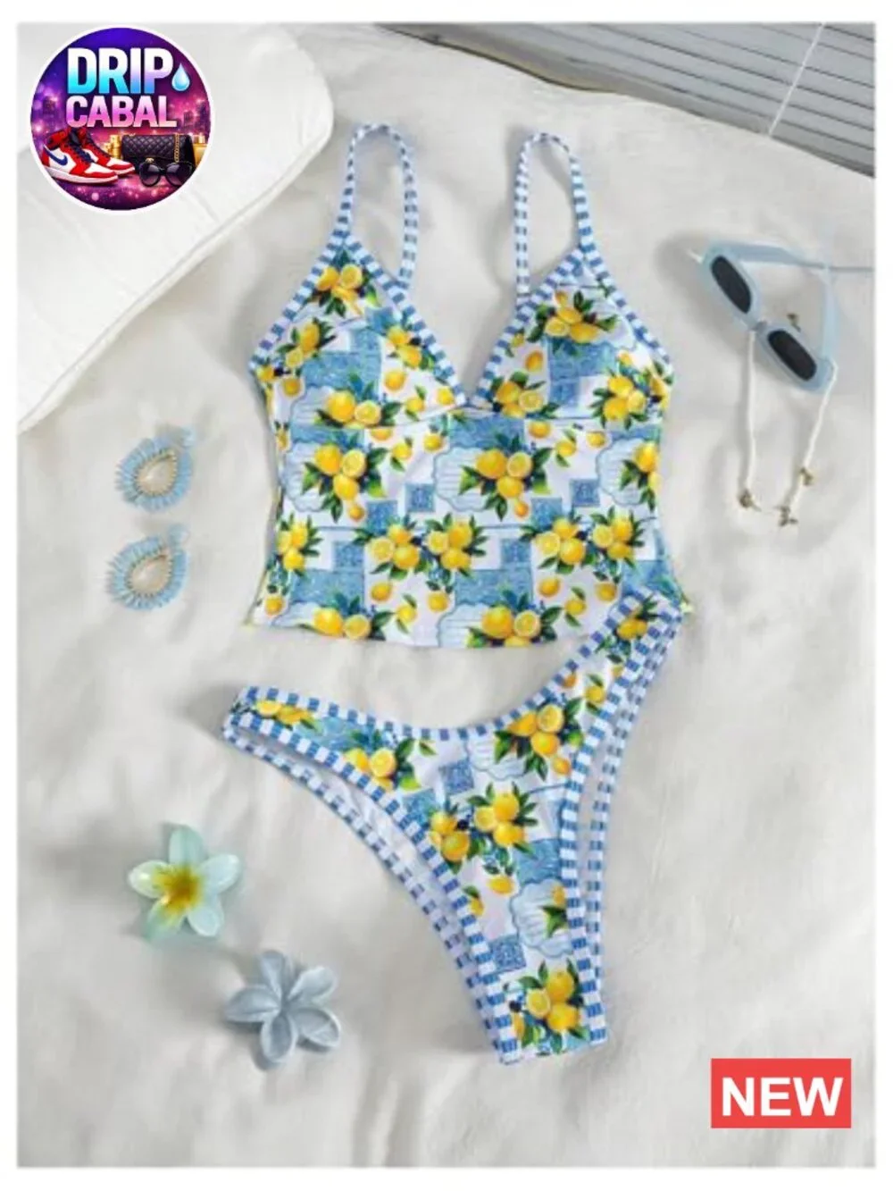 2 Piece Tropical Tankini Swimsuits Vacation Outfits Fruit Print Halter Sets